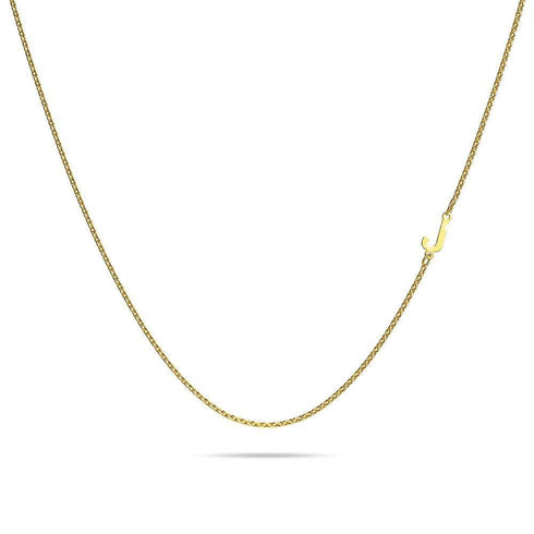 Bold Alphabet Letter Initial Charm Necklace in Gold Tone
